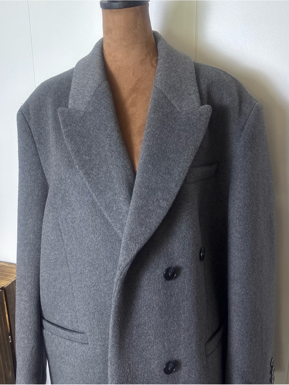 Oak + Fort Wool Blend Overcoat Womens Small/medium Charcoal Grey Heavy Soft New